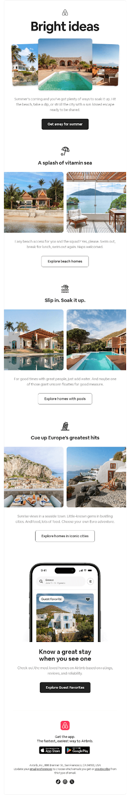 Airbnb personalized newsletter